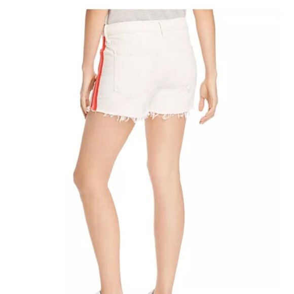 MOTHER The Sinner Frayed Denim Shorts in Whipping The Cream Pink Racer 26 - Picture 3 of 11